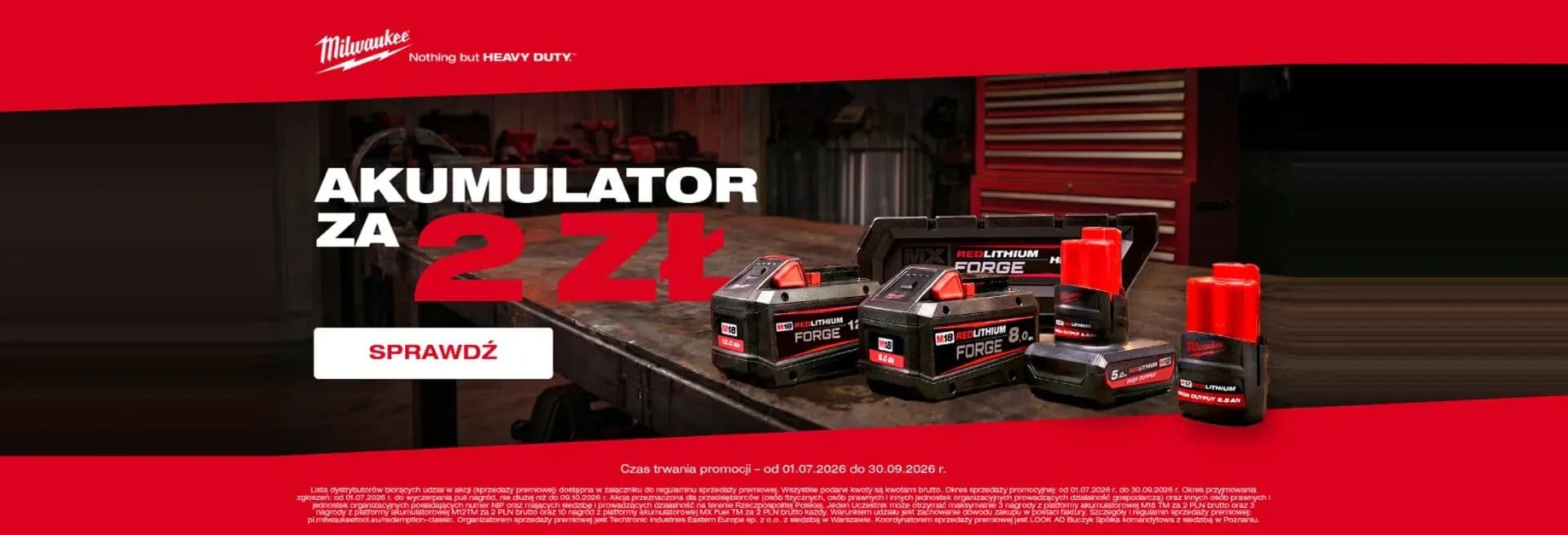 Milwaukee: akumulator za 2 zł